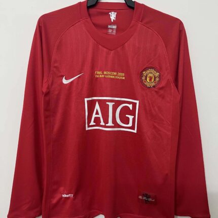 2007-2008 Retro Long Sleeve Manchester United Home Football Shirt 1:1 Thai Quality